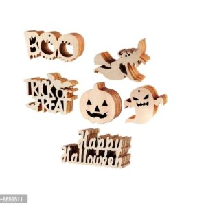 Paintable Halloween Theme Wooden Laser Cut For Decoration For Kids, Parties, Art And Craft Pack Of 24