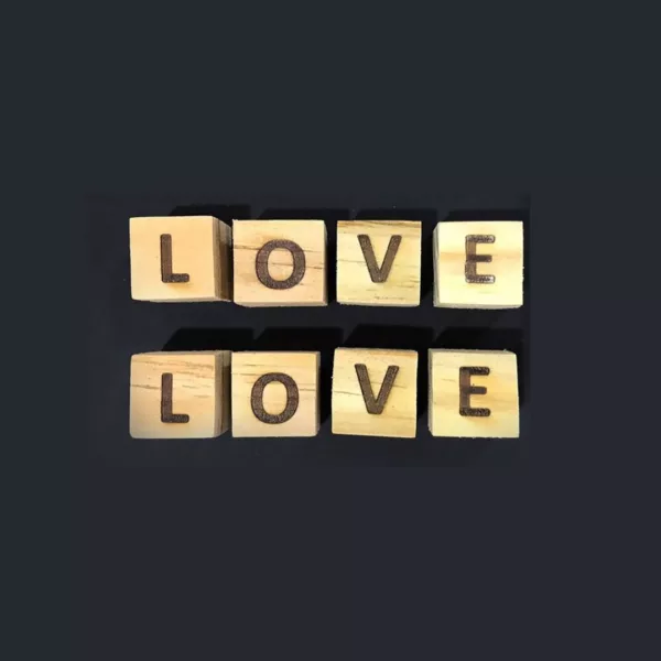 Love carved wooden blockswooden cube